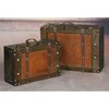 Vintiquewise Wooden Vintage Luggage Trunks - Antique Carry on Suitcase Storage Box with Hinged Lids, Set of 2 QI003013.2